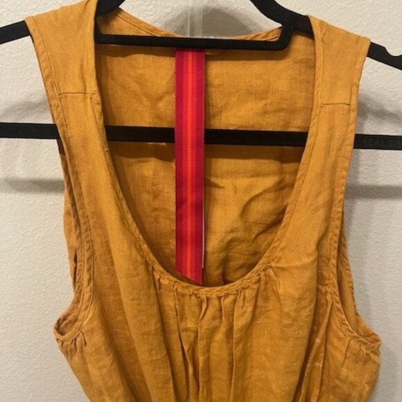 NWT Left On Friday Getaway Linen Beach Dress - Yellow/Gold - Size S - Picture 6 of 10